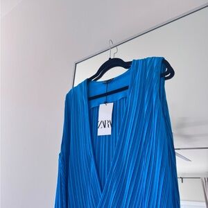 Zara Blue Pleated Women's Dress